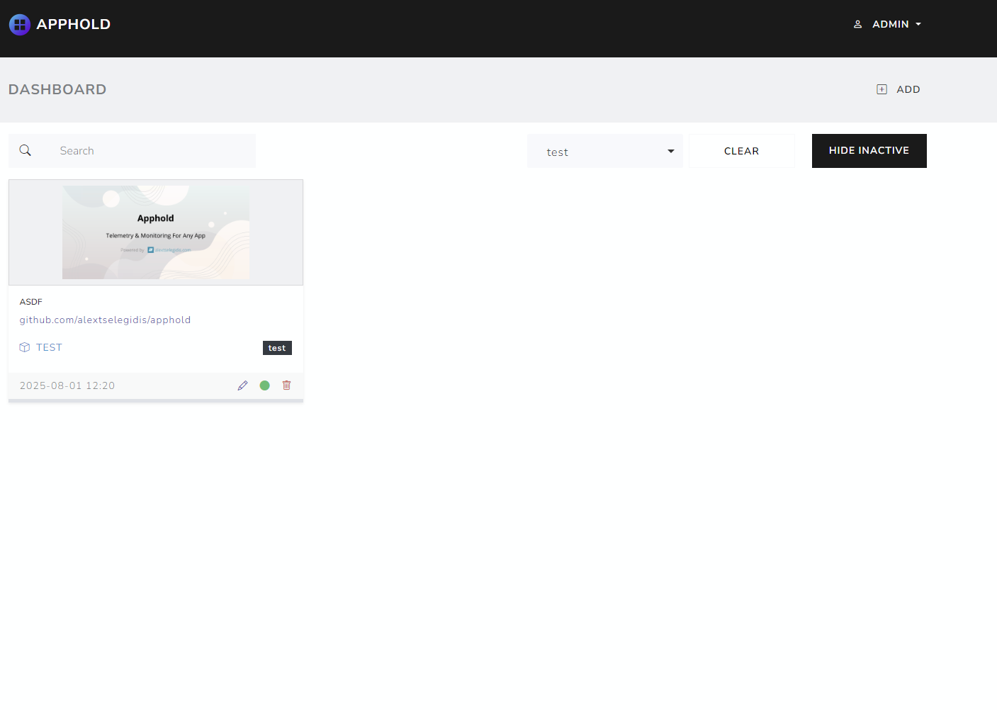 Apphold screenshot