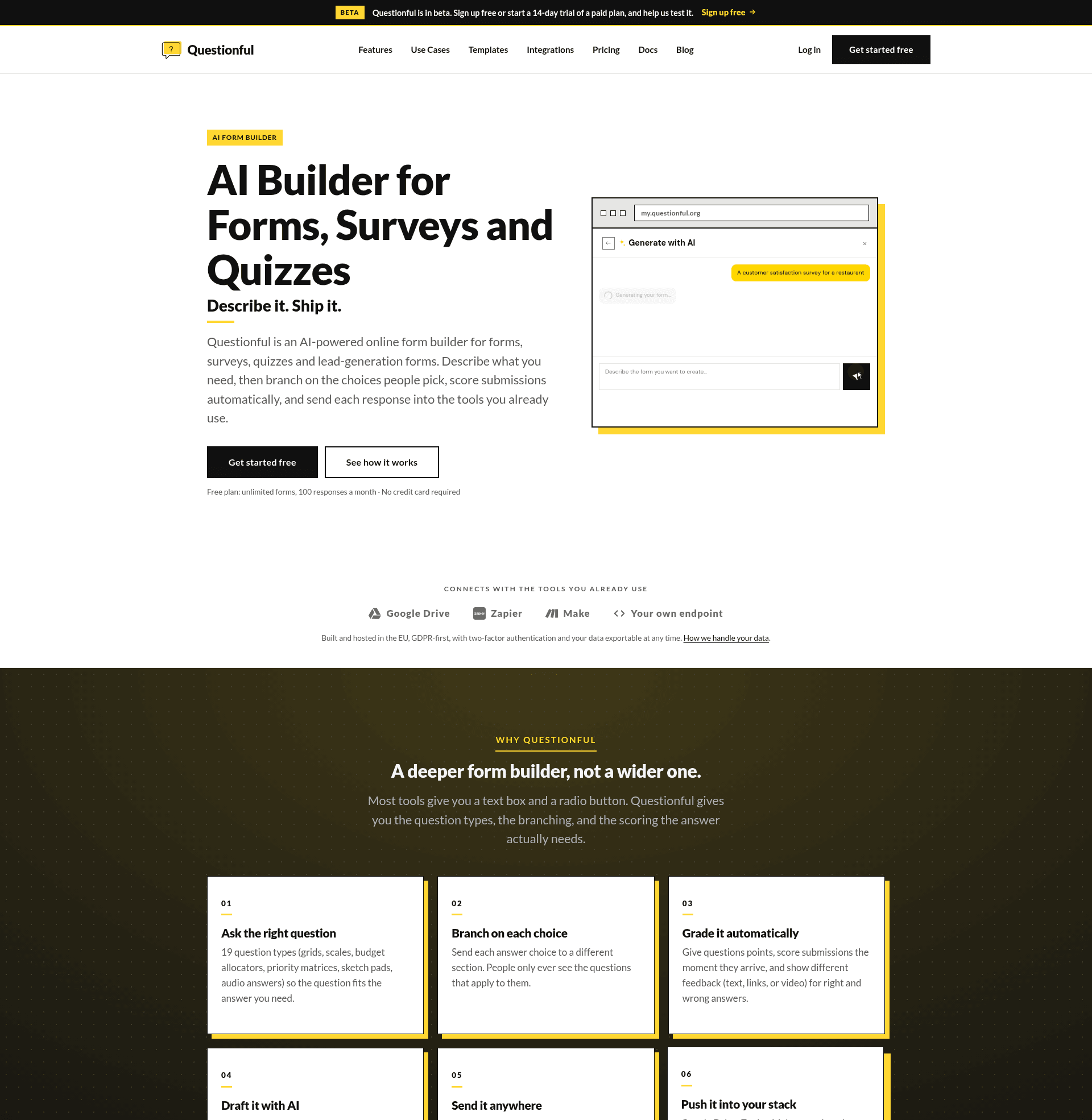 Questionful homepage screenshot